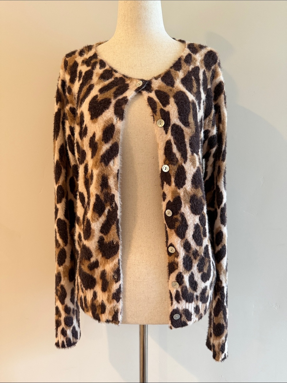 Rachel Zoe Leopard-Print Teddy Cardigan - Tan & Black